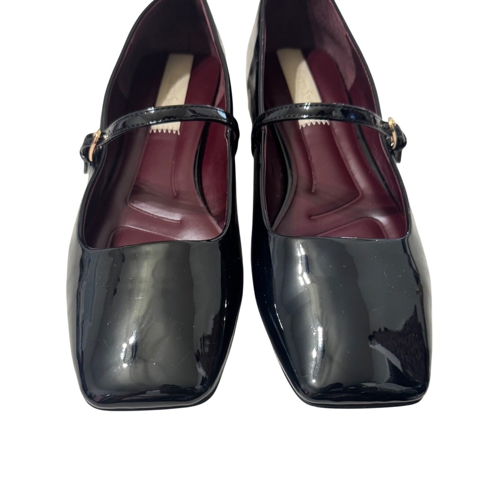 Franco Sarto Tinsley Mary Jane Women 11 Black Excellent Patent Square Toe Flat - Picture 6 of 9
